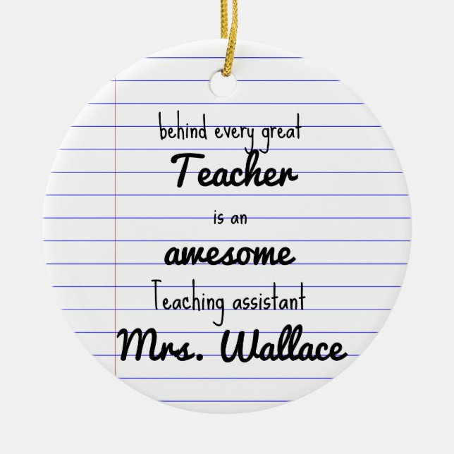Ornamento De Cerâmica professor auxiliar na bolsa assistente de educação (Frente)