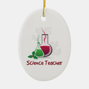 Ornamento De Cerâmica Professor de Ciência, Experimentos Feliz Natal