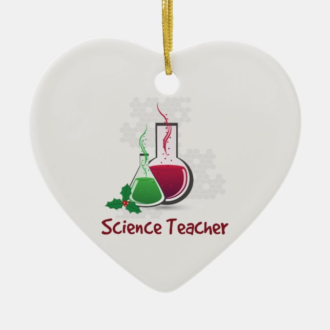 Ornamento De Cerâmica Professor de Ciência, Experimentos Feliz Natal (Frente)