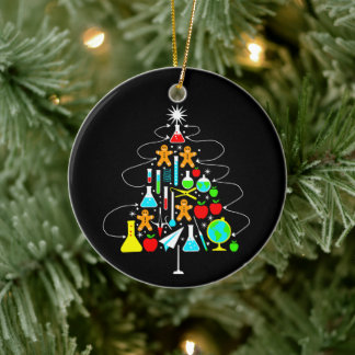 Ornamento De Cerâmica Professor de Ciências do Natal Árvore Química Esco