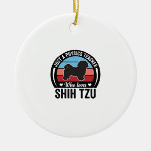 Ornamento De Cerâmica Professor de Física Shih Tzu Camisa Vintage de Cac