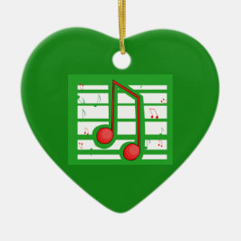 Ornamento De Cerâmica Professor de Música Natal, Notas em Verde
