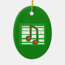 Ornamento De Cerâmica Professor de Música Natal, Notas em Verde
