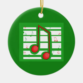 Ornamento De Cerâmica Professor de Música Natal, Notas em Verde