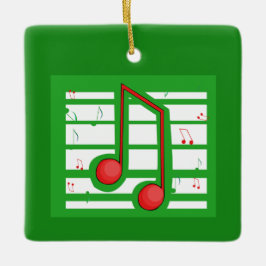 Ornamento De Cerâmica Professor de Música Natal, Notas em Verde