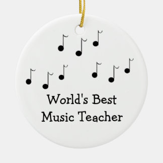 Ornamento De Cerâmica Professor de Notas Musicais Preto e Branco