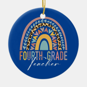 Ornamento De Cerâmica Professor do 4º grau Ensino Boho Arco-íris do 4º a