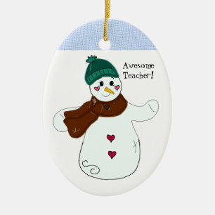 Ornamento De Cerâmica Professor Incrível Boneco de Neve