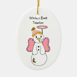 Ornamento De Cerâmica Professor Melhor do Mundo Anjo Boneco de Neve