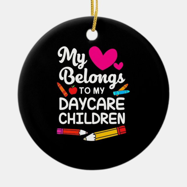 Ornamento De Cerâmica Professor Meu Coração Pertence A Crianças (Frente)