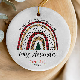 Ornamento De Cerâmica Professor obrigado seu arco-íris de Natal