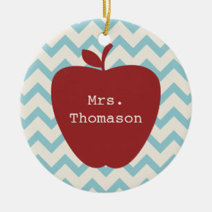 Ornamento De Cerâmica Professor vermelho de Chevron Apple do Aqua
