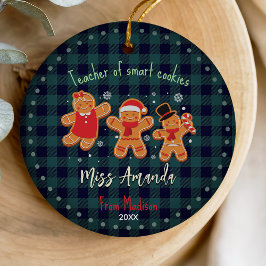Ornamento De Cerâmica Professora Bela de Natal gengibre de baffalo xadre