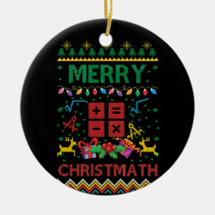 Ornamento De Cerâmica Professora de Matemática do Suéter de Natal da f