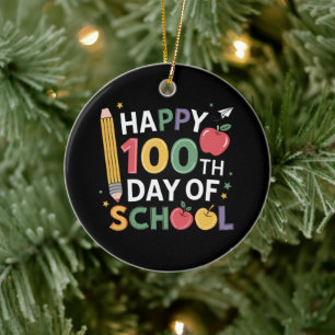 Ornamento De Cerâmica Professores do 100º Dia de Aula Feliz 100 Dias