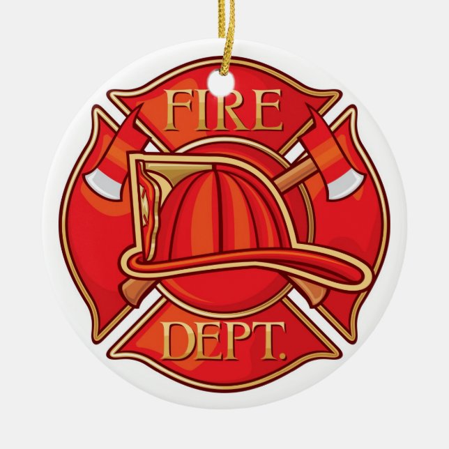 Ornamento De Cerâmica Profissões - Combate a Incêndios - SRF (Frente)