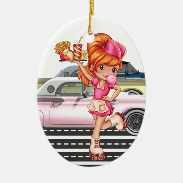 Ornamento De Cerâmica Profissões - Garçonete - SRF (Frente)