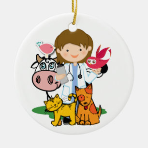 Ornamento De Cerâmica Profissões - Veterinária - SRF