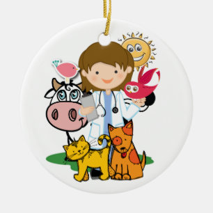 Ornamento De Cerâmica Profissões - Veterinária - SRF