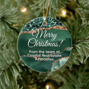 Ornamento De Cerâmica Promocional Verde Dourado corporativo da empresa