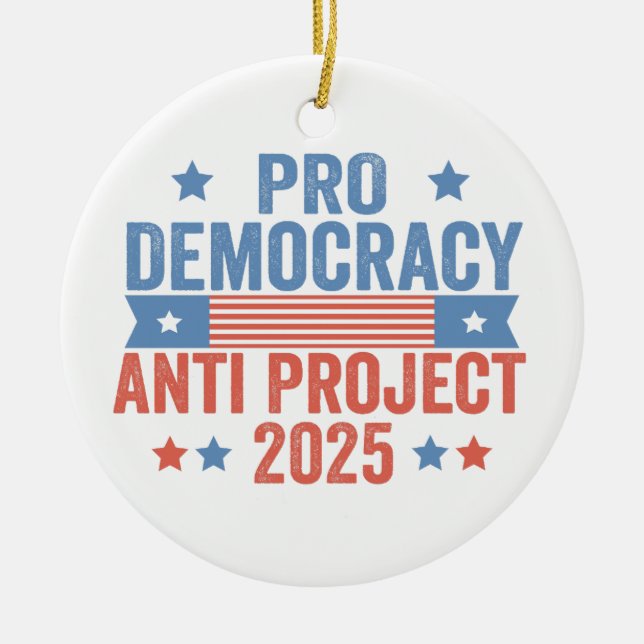 Ornamento De Cerâmica Promotor-Democracia Anti Project 2025 Trump Republ (Frente)