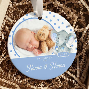 Ornamento De Cerâmica Promovido a Foto de Bebê Menino Nonna Nonno