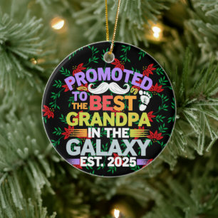 Ornamento De Cerâmica Promovido ao Melhor Avô na Galaxy Vintage