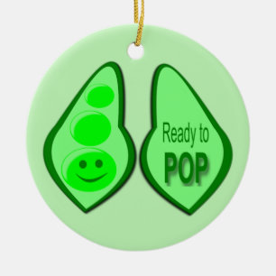 Ornamento De Cerâmica Prontos para Pop de ervilha verde grávida