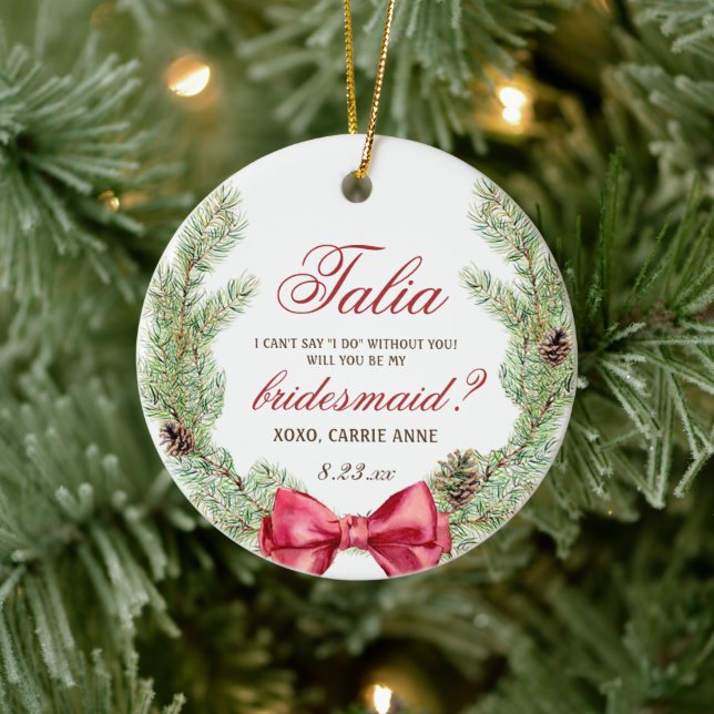 Ornamento De Cerâmica Proposta de Bridesmaid Personalizada de Molereca d (Árvore)