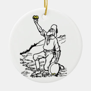 Ornamento De Cerâmica Prospector Dourado de Hora Antiga