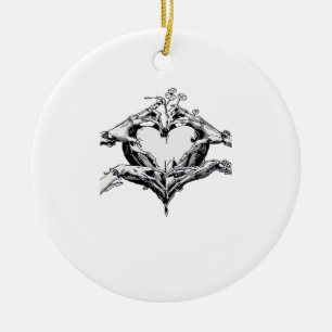 Ornamento De Cerâmica Proteção De Um Coração - Coração Da Mão Do Esquele