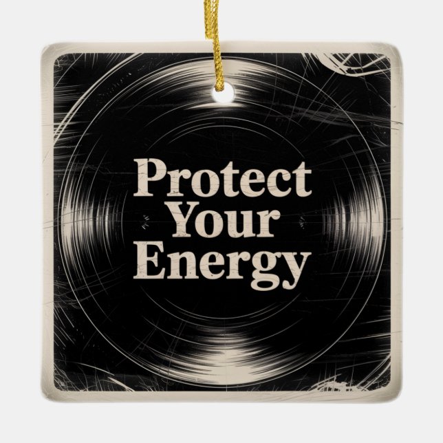 Ornamento De Cerâmica Protect Your Energy (Frente)