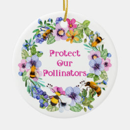Ornamento De Cerâmica Proteja nossas flores de abelhas polinizadoras