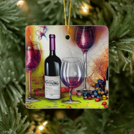 Ornamento De Cerâmica Provando De Vinho Colorido Personalizado