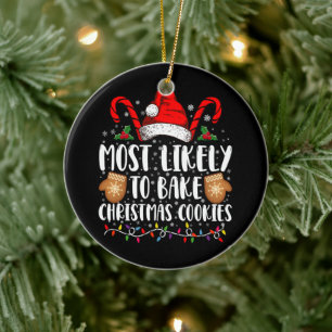 Ornamento De Cerâmica Provavelmente Assa Biscoito de Natal Família Natal
