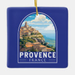 Ornamento De Cerâmica Proveniência França Viagem Art Vintage<br><div class="desc">Provença o vetor de viagem. A Provença é uma região histórica e cultural do sudeste da França. Conhecidas pelas suas diversas paisagens,  desde os Alpes do Sul e as planícies de Camargue ao cultivo de vinhedos,  oliveiras,  pinheiros e campos de lavanda.</div>