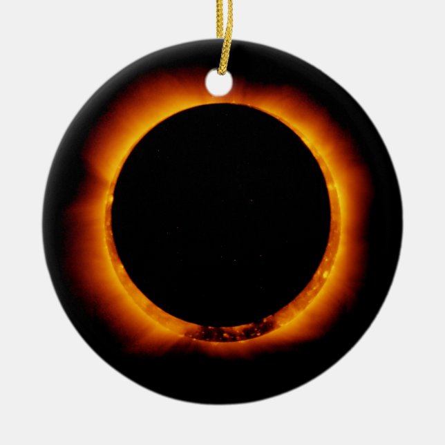 Ornamento De Cerâmica Próximo do Eclipse Solar Total (Frente)