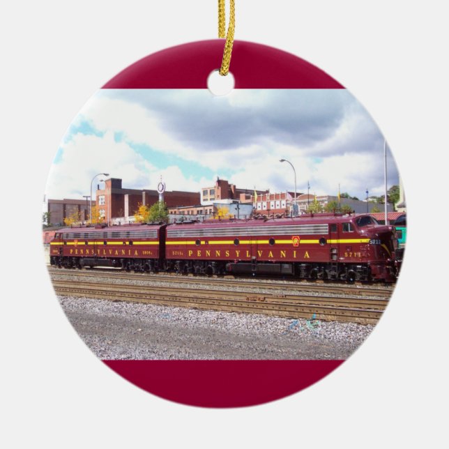 Ornamento De Cerâmica PRR E-8A (JTFS) 5809 e 5711 em Altoonia Railfest (Frente)