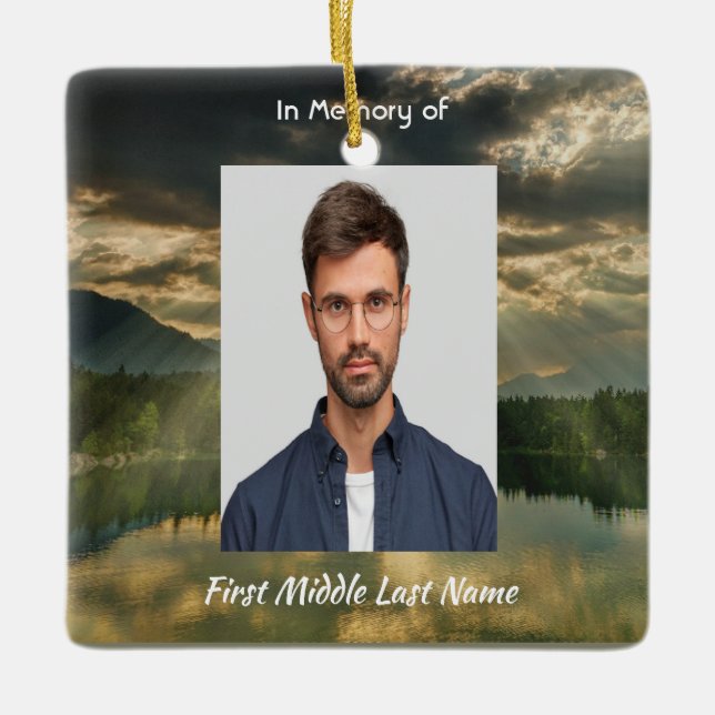 Ornamento De Cerâmica Psalm 23 Celebration of Life Service  (Frente)