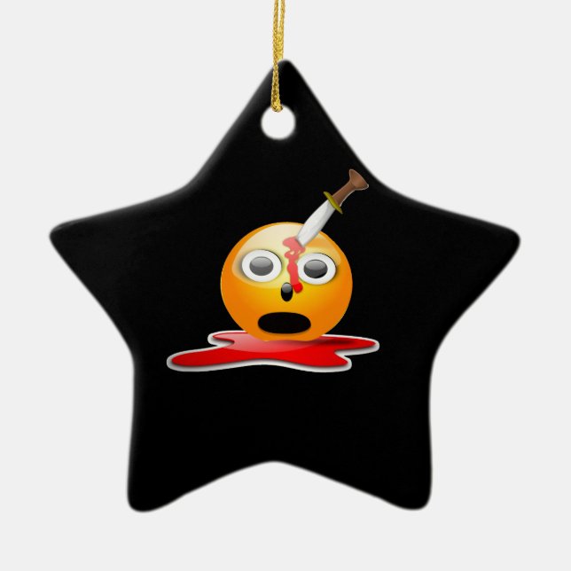 Ornamento De Cerâmica psicopata emoji (Frente)