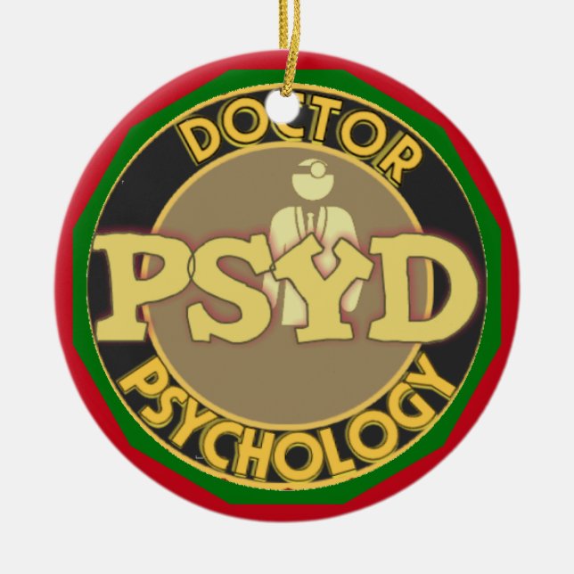 Ornamento De Cerâmica PsyD LOGO DOCTOR DA PSICOLOGIA PSICOLÓGICA (Frente)