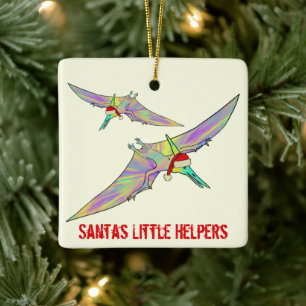 Ornamento De Cerâmica Pterodactyl Colorful Xmas Dinossaur Engraçado Slo