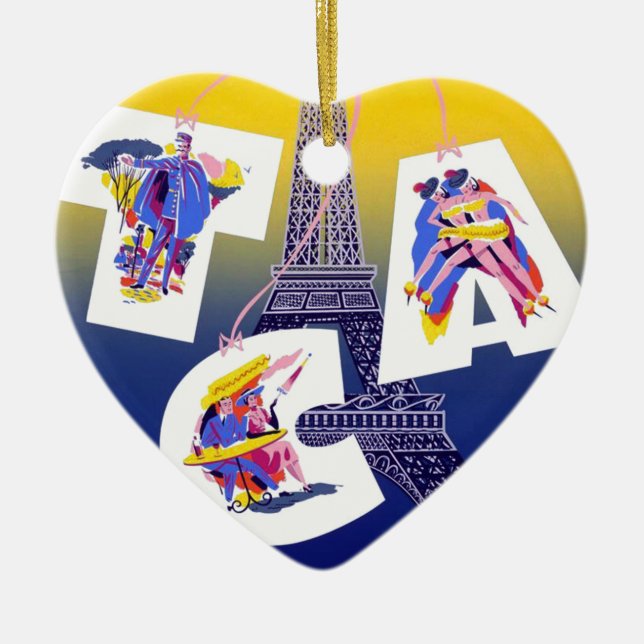 Ornamento De Cerâmica Publicidade à Viagem aérea da Torre Eiffel de Pari (Frente)