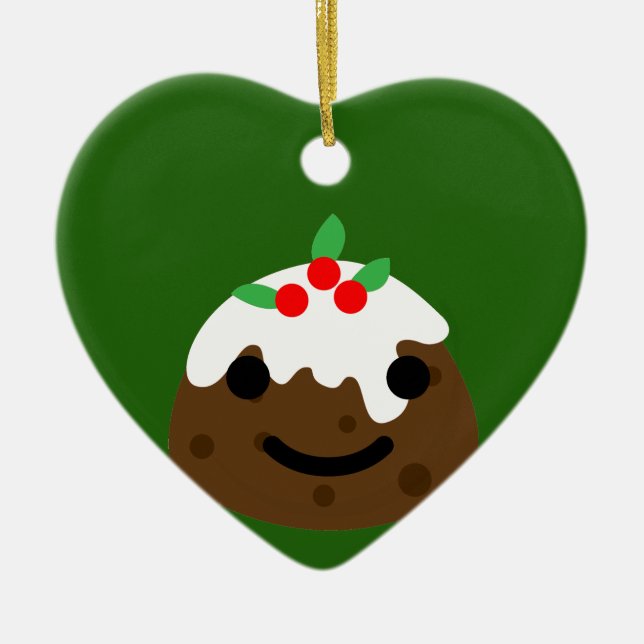 Ornamento De Cerâmica pudim de natal emoji (Frente)