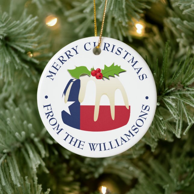 ORNAMENTO DE CERÂMICA PUDIM DE NATAL PERSONALIZADO COM A BANDEIRA DO TEX (Árvore)