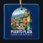 Ornamento De Cerâmica Puerto Plata República Dominicana Viagem Art Vinta<br><div class="desc">Puerto Plata retro vetor viagem design. Puerto Plata,  oficialmente conhecida como San Felipe de Puerto Plata,  é uma grande cidade costeira na República Dominicana,  e capital da província de Puerto Plata.</div>