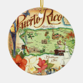 Ornamento De Cerâmica Puerto Rico Map Ornament