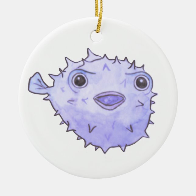 Ornamento De Cerâmica Puffer Fish Ornament (Frente)