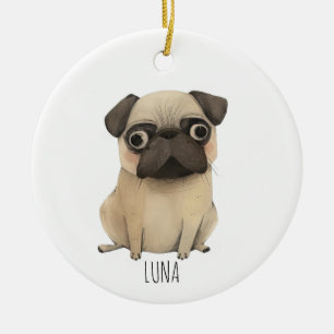 Ornamento De Cerâmica Pug Adorável