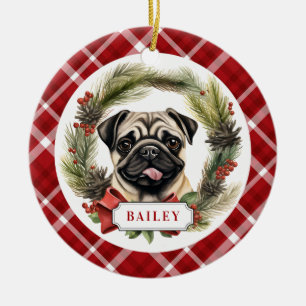Ornamento De Cerâmica Pug Cerâmica Ornament